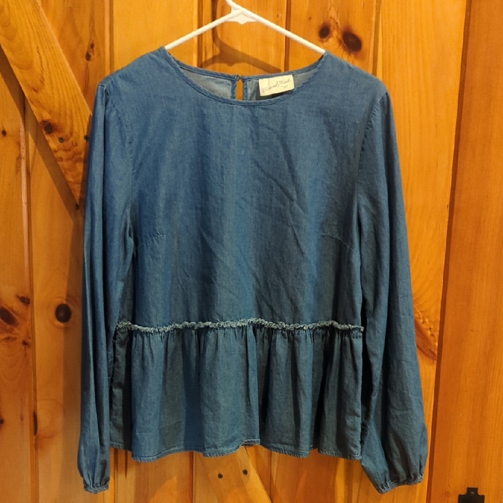 Universal Thread Indigo Peplum Long-Sleeve Tunic